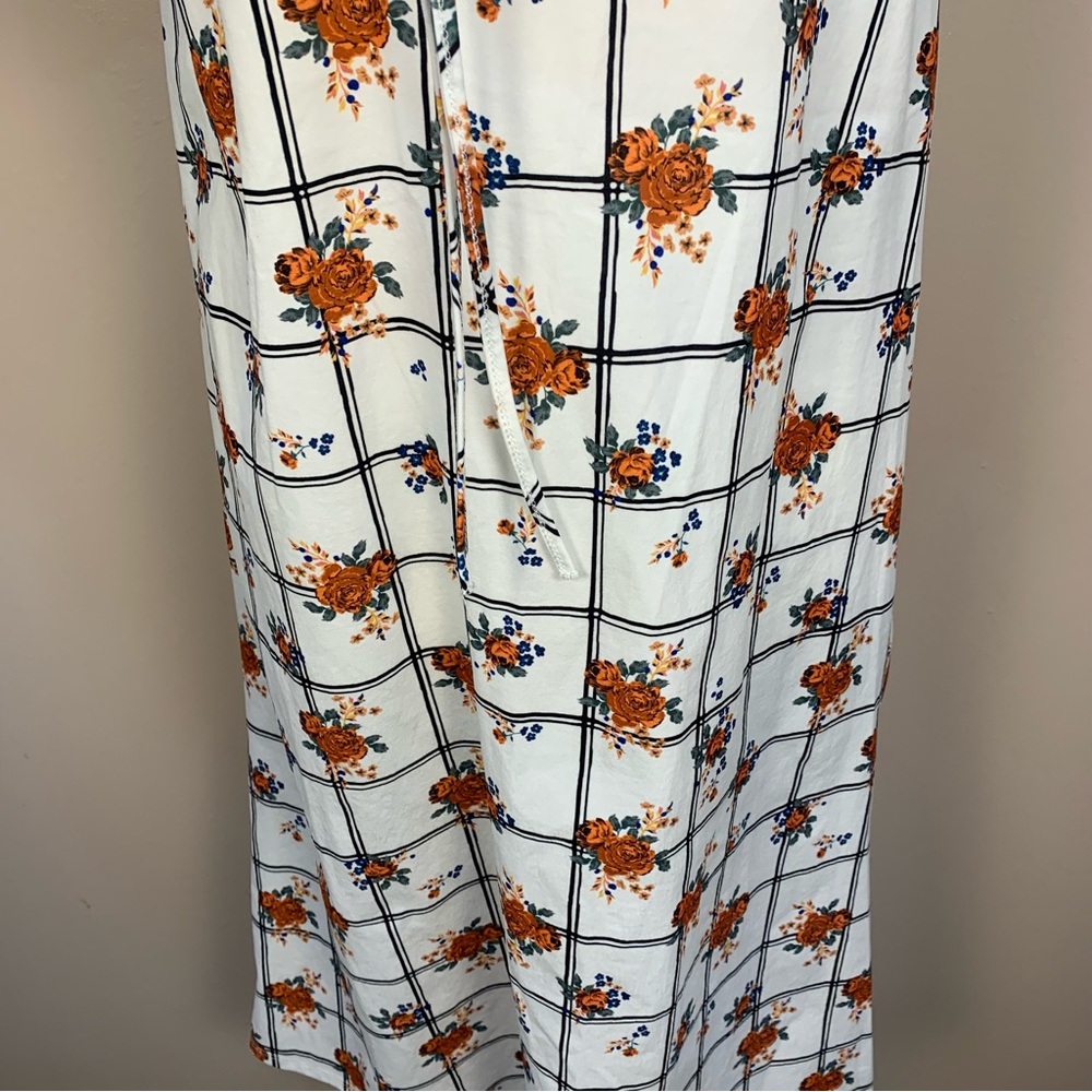 ZARA Ruffle Collar Floral Check Midi Dress - Picture 7 of 14